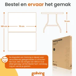 Goliving Inklapbare Tafel – Klaptafel – Campingtafel – Vouwtafel Buiten Outlet