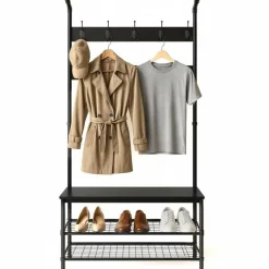 Goliving Kapstok - Garderoberek - Schoenenrek - Staand - XL - Zwart Hout New