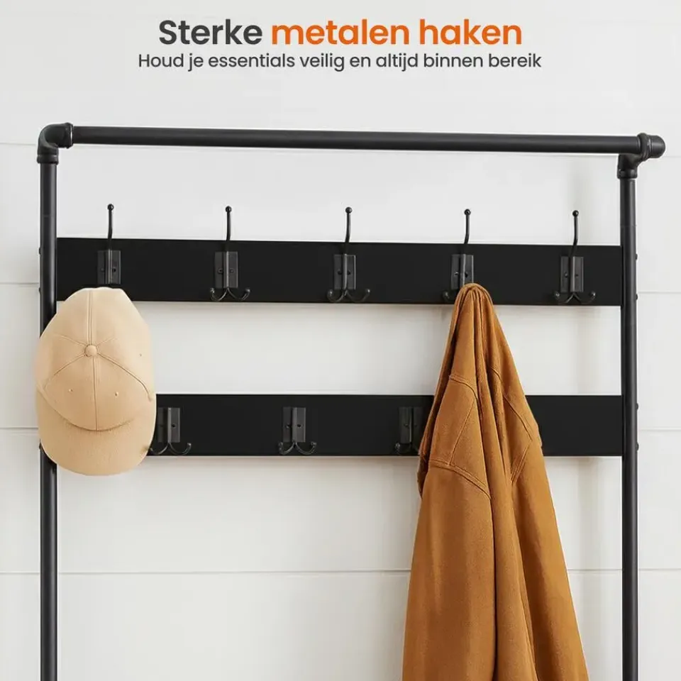 Goliving Kapstok - Garderoberek - Schoenenrek - Staand - XL - Zwart Hout New