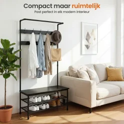 Goliving Kapstok - Garderoberek - Schoenenrek - Staand - XL - Zwart Hout New