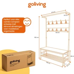 Goliving Kapstok - Garderoberek - Schoenenrek - Staand - XL - Zwart Hout New