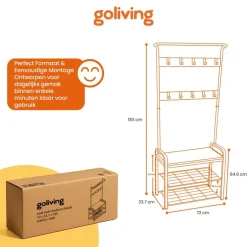 Goliving Kapstok - Garderoberek - Schoenenrek - Staand - Industrieel