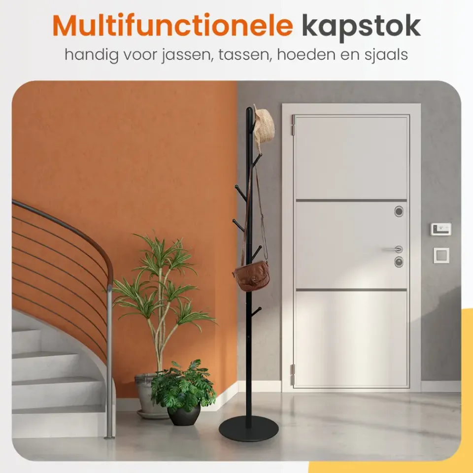 Goliving Kapstok Staand - 8 Haken - Garderoberek - Kapstokken - Kapstokhaak Best