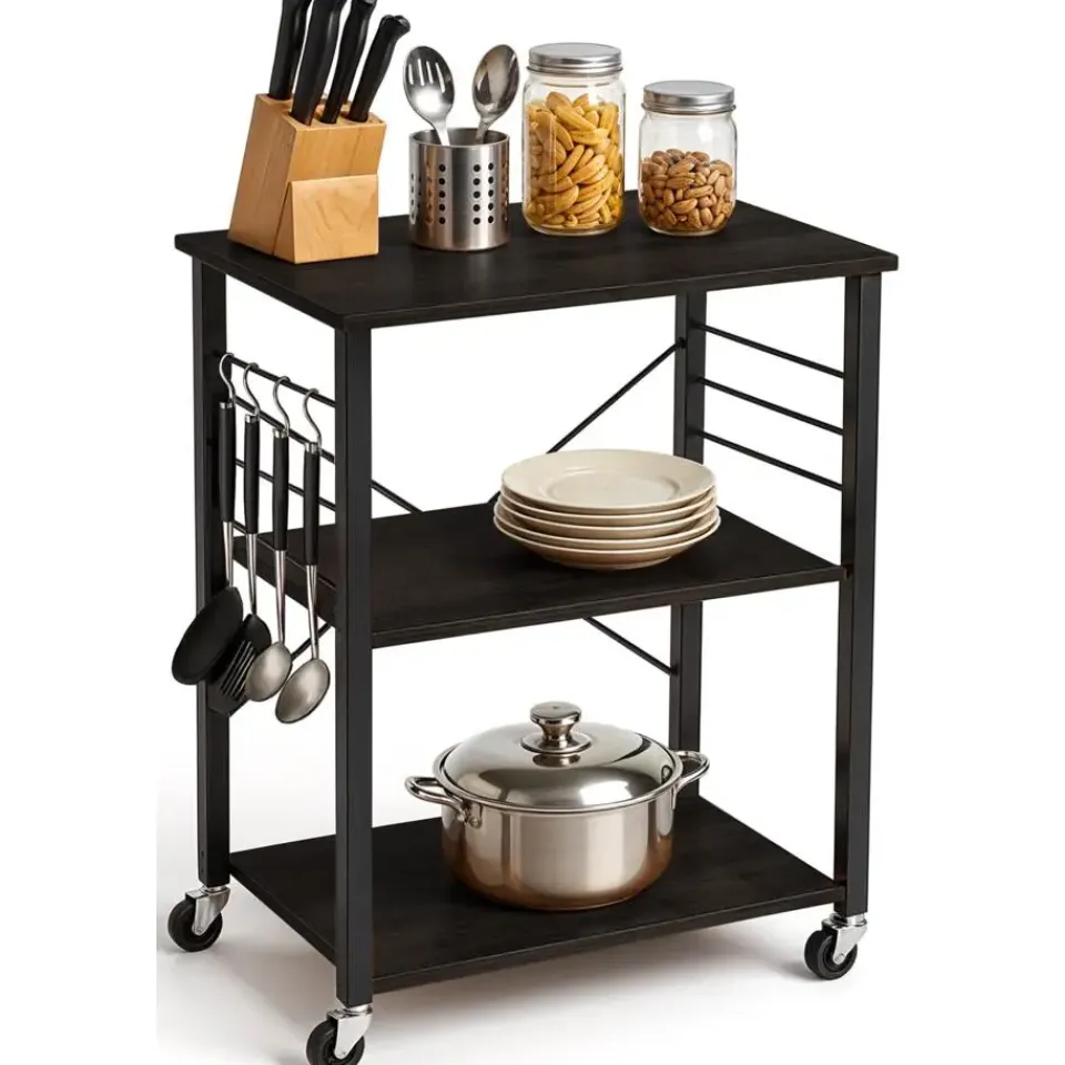 Goliving Keukentrolley - Keukenkast - Keukenrek - Keuken Organizer - Zwart Best