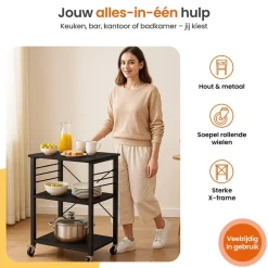 Goliving Keukentrolley - Keukenkast - Keukenrek - Keuken Organizer - Zwart Best