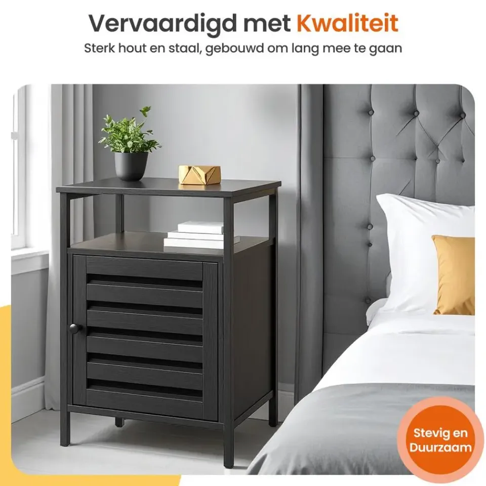 Goliving Nachtkastje - 40 x 40 x 60 cm - Opbergkastje - Bijzettafel - Zwart Hot