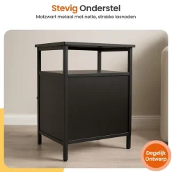 Goliving Nachtkastje - 40 x 40 x 60 cm - Opbergkastje - Bijzettafel - Zwart Hot