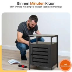 Goliving Nachtkastje - 40 x 40 x 60 cm - Opbergkastje - Bijzettafel - Zwart Hot