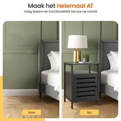 Goliving Nachtkastje - 40 x 40 x 60 cm - Opbergkastje - Bijzettafel - Zwart Hot