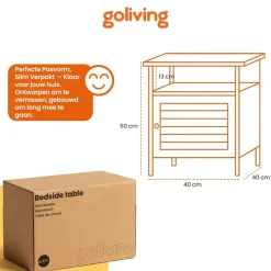 Goliving Nachtkastje - 40 x 40 x 60 cm - Opbergkastje - Bijzettafel - Zwart Hot