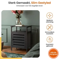 Goliving Nachtkastje - 40 x 40 x 60 cm - Opbergkastje - Bijzettafel - Zwart Hot