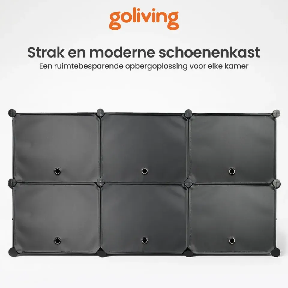 Goliving Opvouwbare Opbergkast - 24 Paar - 92 x 82 cm - Schoenenkast - Zwart Outlet