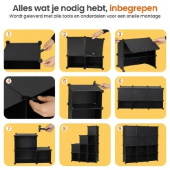 Goliving Opvouwbare Opbergkast - 24 Paar - 92 x 82 cm - Schoenenkast - Zwart Outlet