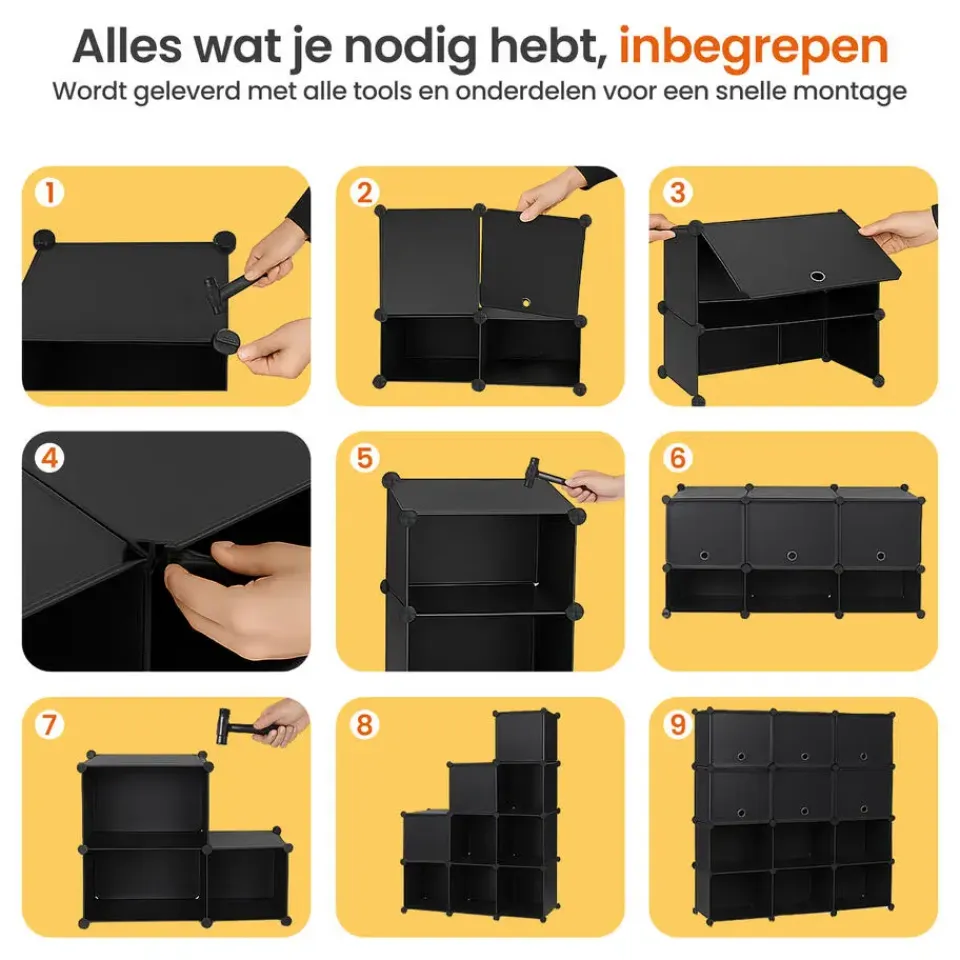 Goliving Opvouwbare Opbergkast - 24 Paar - 92 x 82 cm - Schoenenkast - Zwart Outlet