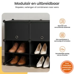 Goliving Opvouwbare Opbergkast - 24 Paar - 92 x 82 cm - Schoenenkast - Zwart Outlet