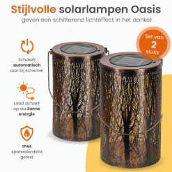 Goliving Solar Tafellamp Oasis - 2 Stuks - LED Buitenverlichting Zonne-energie New