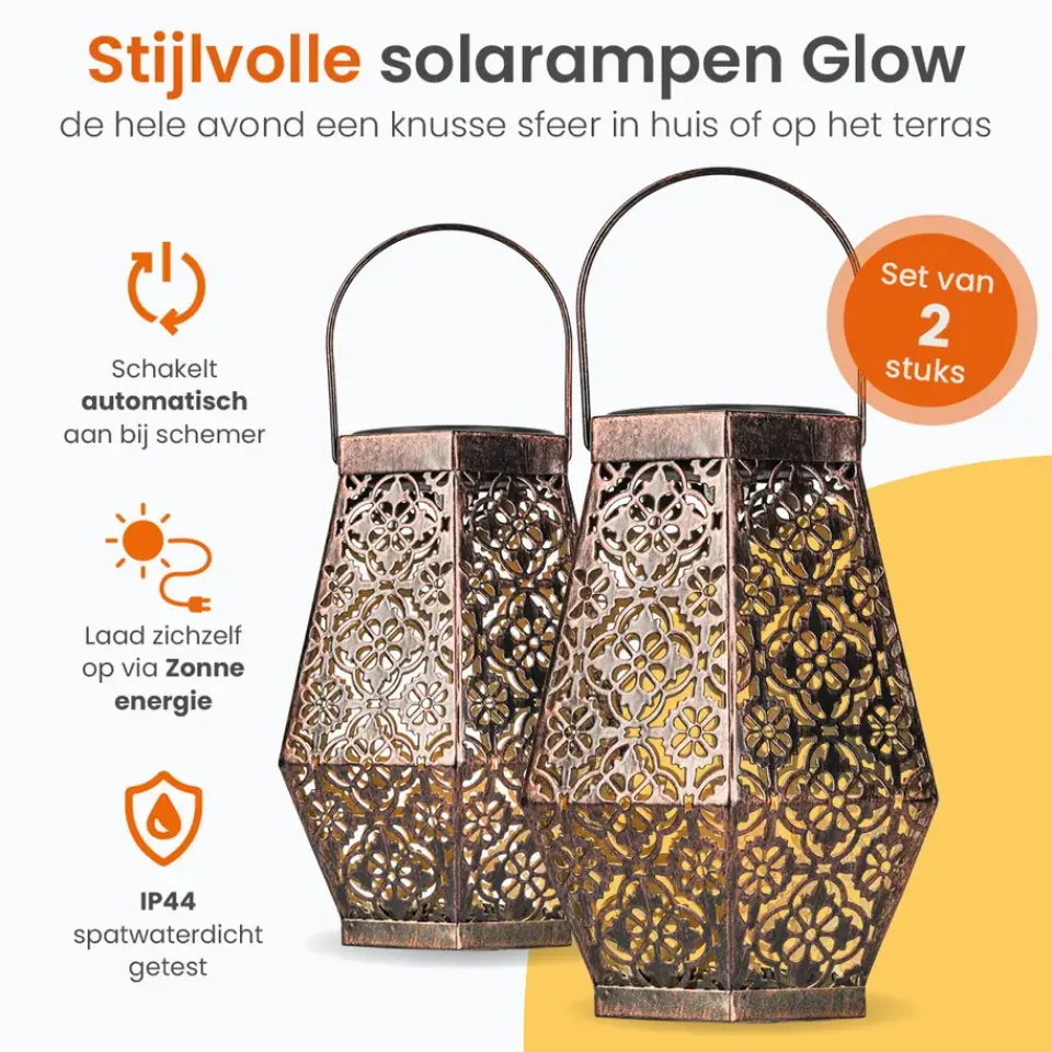 Goliving Solar Tafellamp Glow – 2 Stuks – LED Buitenverlichting - Zonne-energie Discount