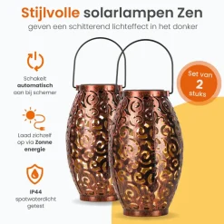 Goliving Solar Tafellamp Zen – 2 Stuks – LED Buitenverlichting - Zonne-energie New