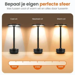 Goliving Tafellamp Op Accu - Oplaadbaar en Dimbaar - Hoogte 27 cm - Zwart Sale