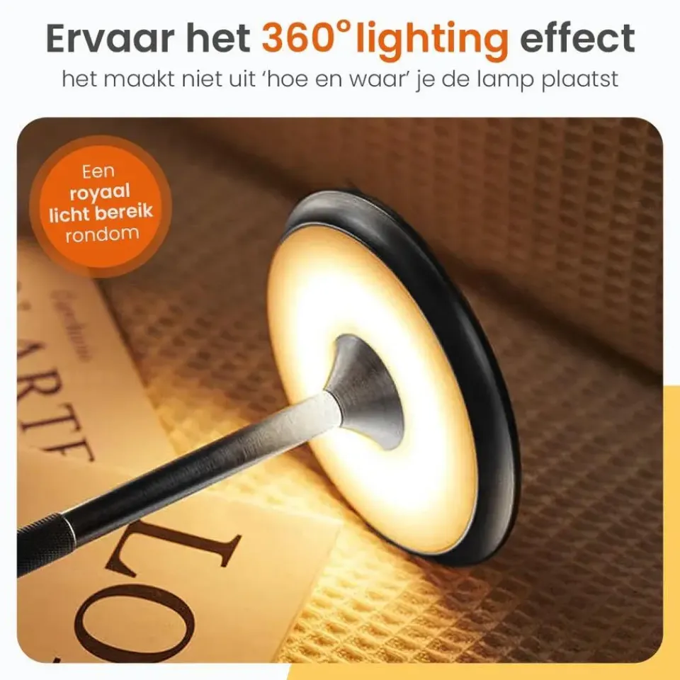 Goliving Tafellamp Op Accu - Oplaadbaar en Dimbaar - Hoogte 27 cm - Zwart Sale