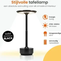 Goliving Tafellamp Op Accu - Oplaadbaar en Dimbaar - Hoogte 27 cm - Zwart Sale