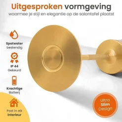 Goliving Tafellamp Op Accu - Oplaadbaar en Dimbaar - Hoogte 27 cm - Goud
