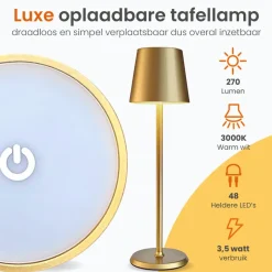 Goliving Tafellamp Oplaadbaar – Draadloos en dimbaar – Moderne touch lamp Discount