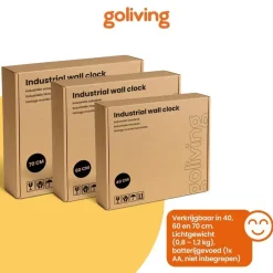 Goliving Wandklok Industrieel - Stil uurwerk - Metaal - Ø 60 cm - Zwart Sale