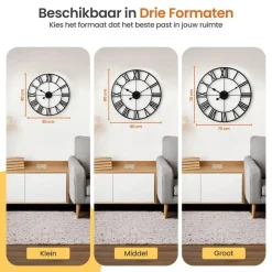 Goliving Wandklok Industrieel - Stil uurwerk - Metaal - Ø 40 cm - Zwart Best