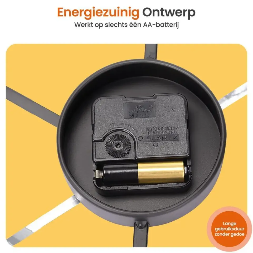 Goliving Wandklok Industrieel - Stil uurwerk - Metaal - Ø 40 cm - Zwart Best