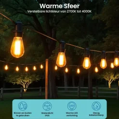 Gologi lichtsnoer buiten en binnen - Lichtslinger 10M - Tuinverlichting LED Clearance