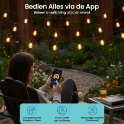 Gologi lichtsnoer buiten en binnen - Lichtslinger 15M - Tuinverlichting LED Hot