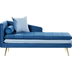 Beliani GONESSE - Chaise longue - Blauw - Fluweel Online