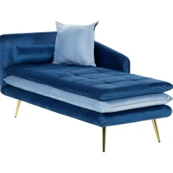 Beliani GONESSE - Chaise longue - Blauw - Fluweel Online