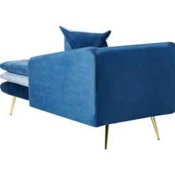 Beliani GONESSE - Chaise longue - Blauw - Fluweel Online