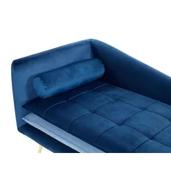 Beliani GONESSE - Chaise longue - Blauw - Fluweel Online