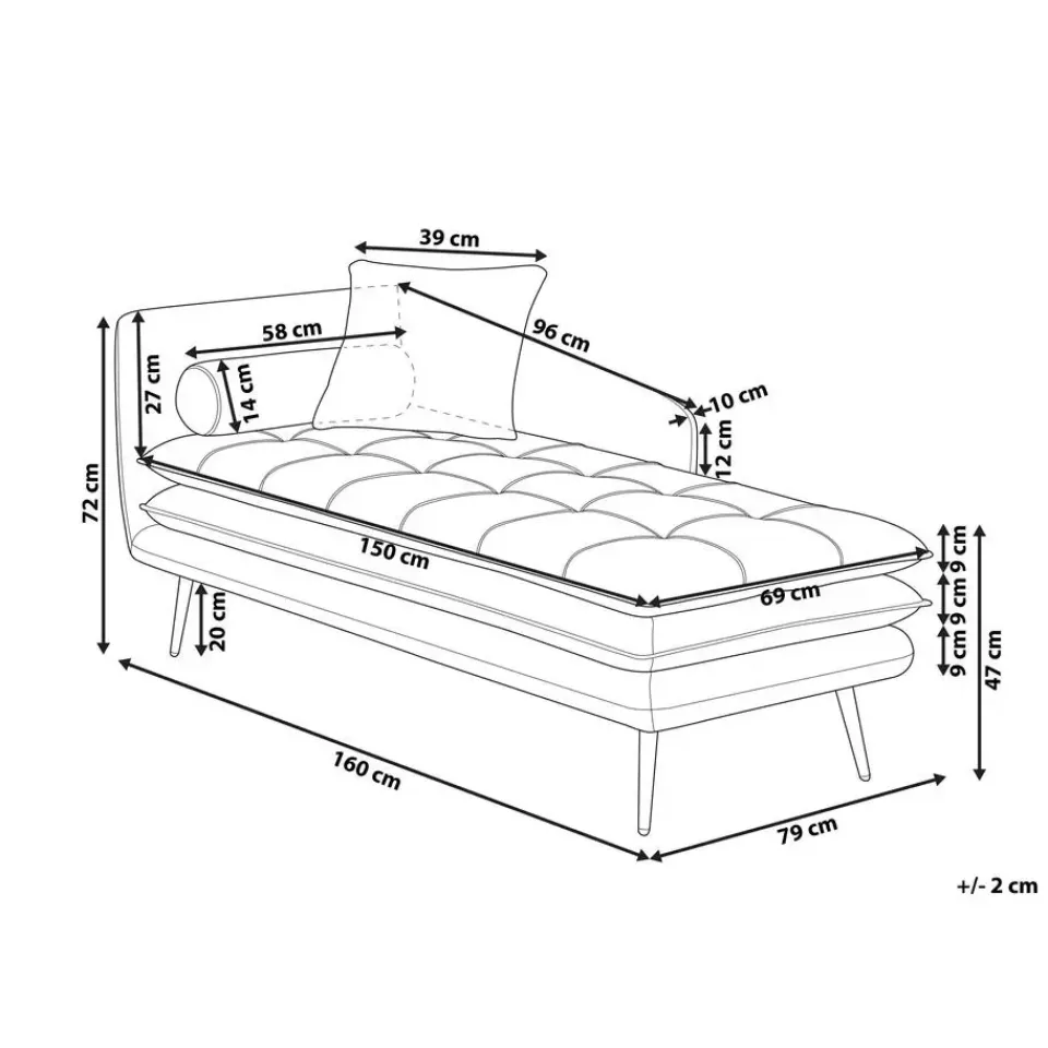 Beliani GONESSE - Chaise longue - Bruin - Linkerzijde - Polyester