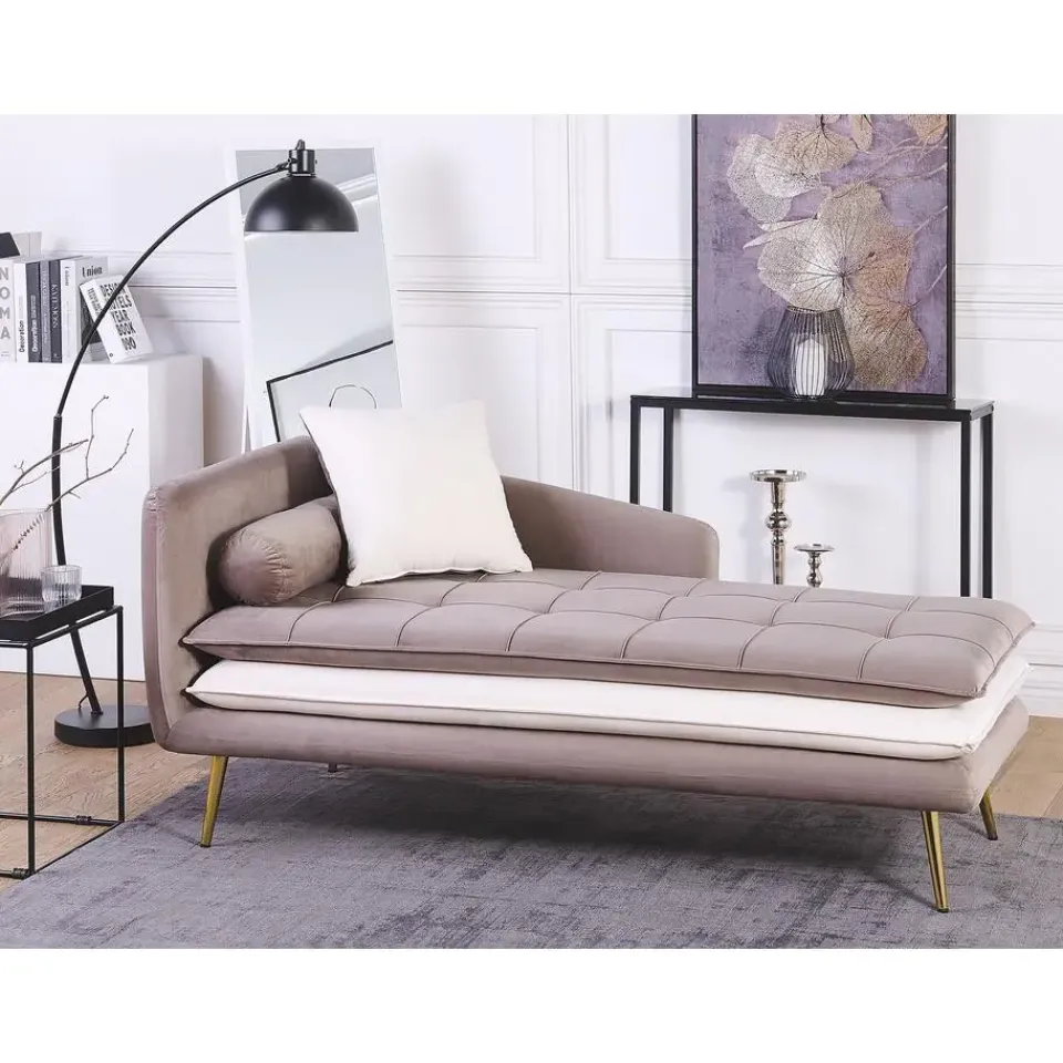 Beliani GONESSE - Chaise longue - Bruin - Linkerzijde - Polyester