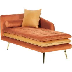 Beliani GONESSE - Chaise longue - Oranje - Fluweel Online