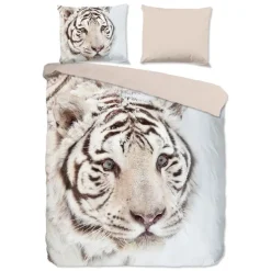 Good Morning Witte Tijger Flanel Debedovertrek Off-white-2-persoons (200 x 20...