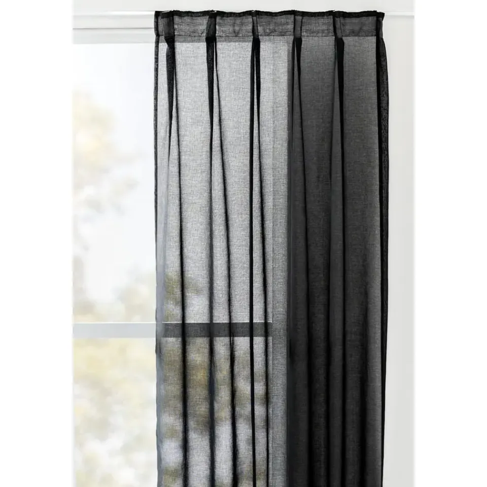 Leen Bakker Gordijn Britt - zwart - 280x140 cm (1 stuk) Outlet