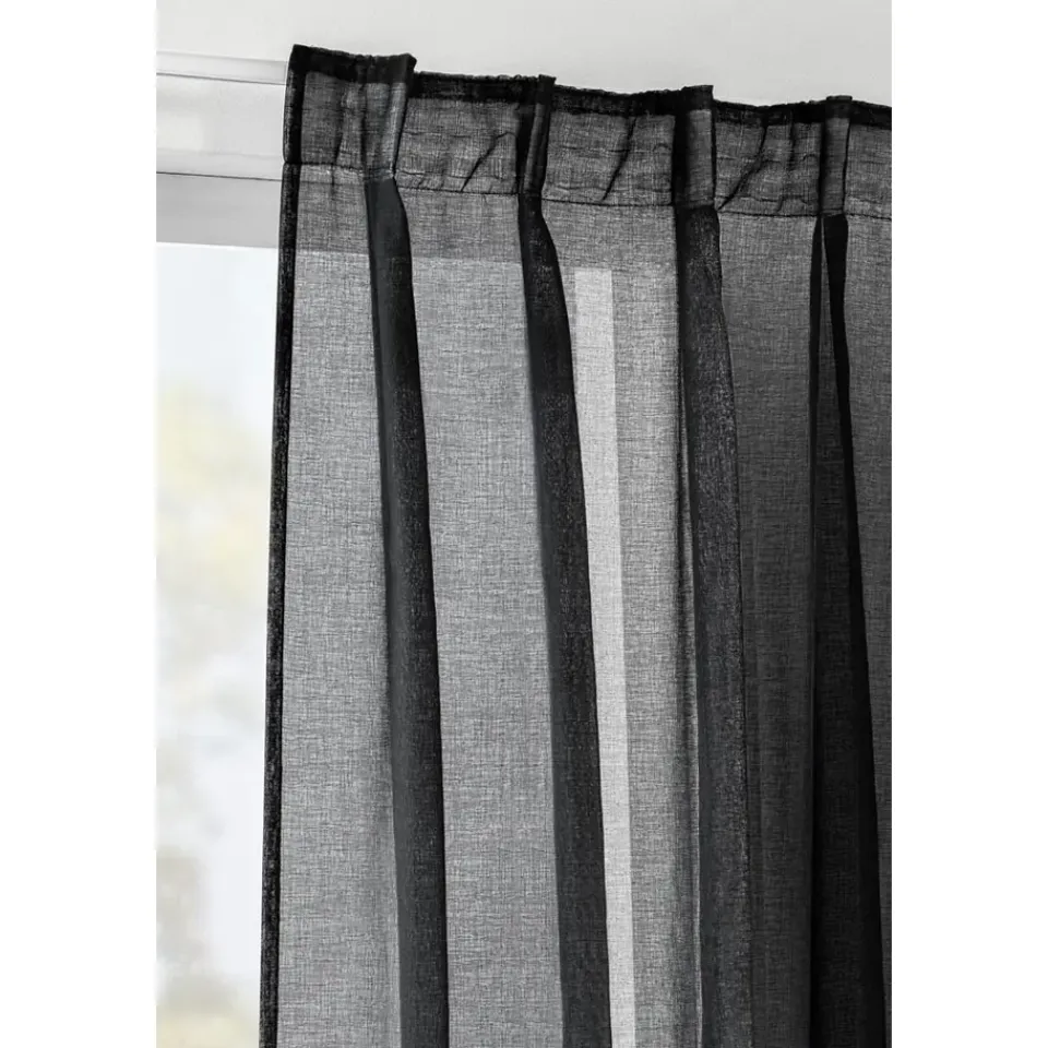 Leen Bakker Gordijn Britt - zwart - 280x140 cm (1 stuk) Outlet