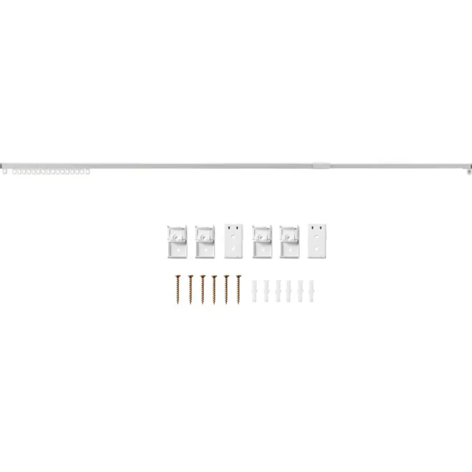 Merkloos Gordijnrail - uitschuifbaar - van 145 tot 270 cm - aluminium - gebroken wit Best