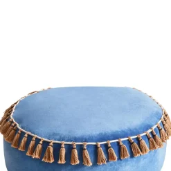 Leen Bakker GOTHA - Poef - Blauw - Fluweel Best