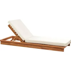 Beliani GRANARI - Ligstoel - Lichthout/Off-white - Acaciahout