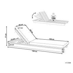 Beliani GRANARI - Ligstoel - Lichthout/Off-white - Acaciahout