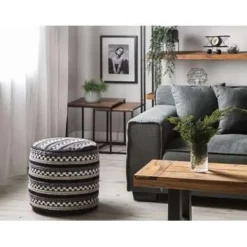 Beliani GUNTUR - Poef - Wit - 41 cm - Katoen