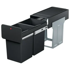 Hailo Tandem Inbouwprullenbak - 2x14L - zwart Discount