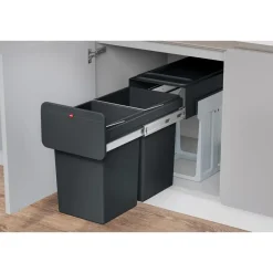 Hailo Tandem Inbouwprullenbak - 2x14L - zwart Discount