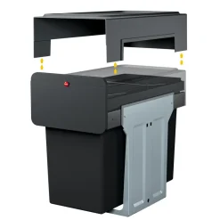 Hailo Tandem Inbouwprullenbak - 2x14L - zwart Discount